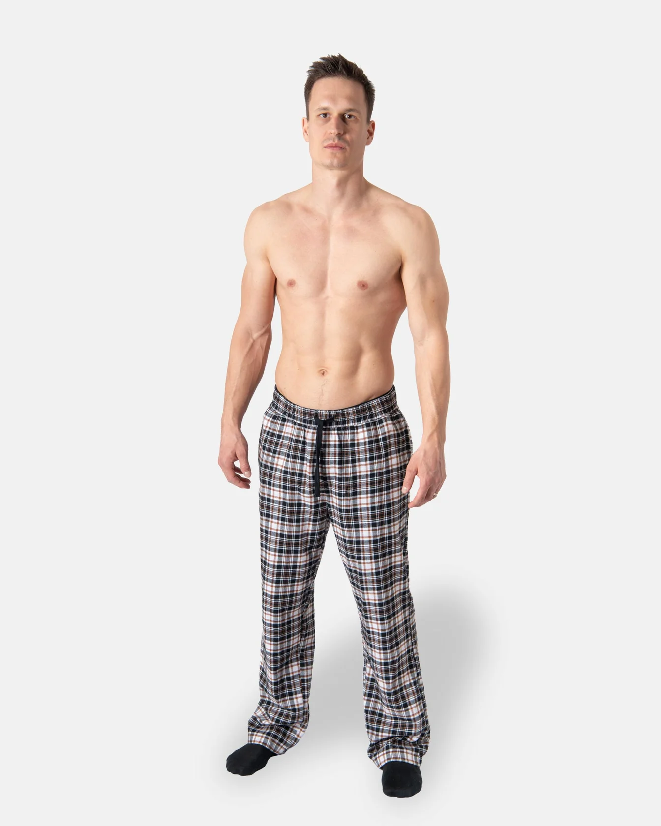 Image 6 of - mensflannelpajamabeige-check1jpg