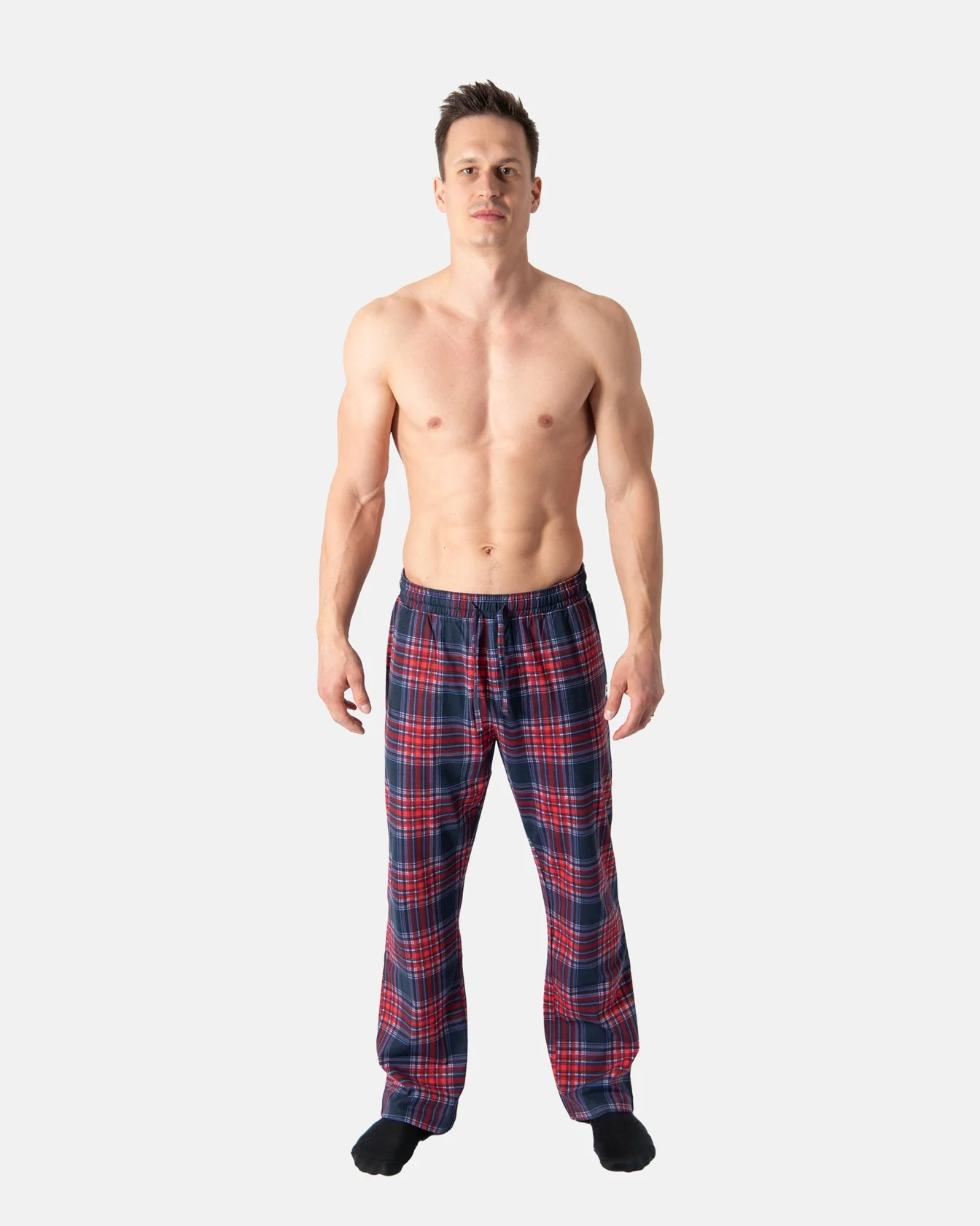 Image 3 of - mensnightwearpantnavyburgundy3jpg