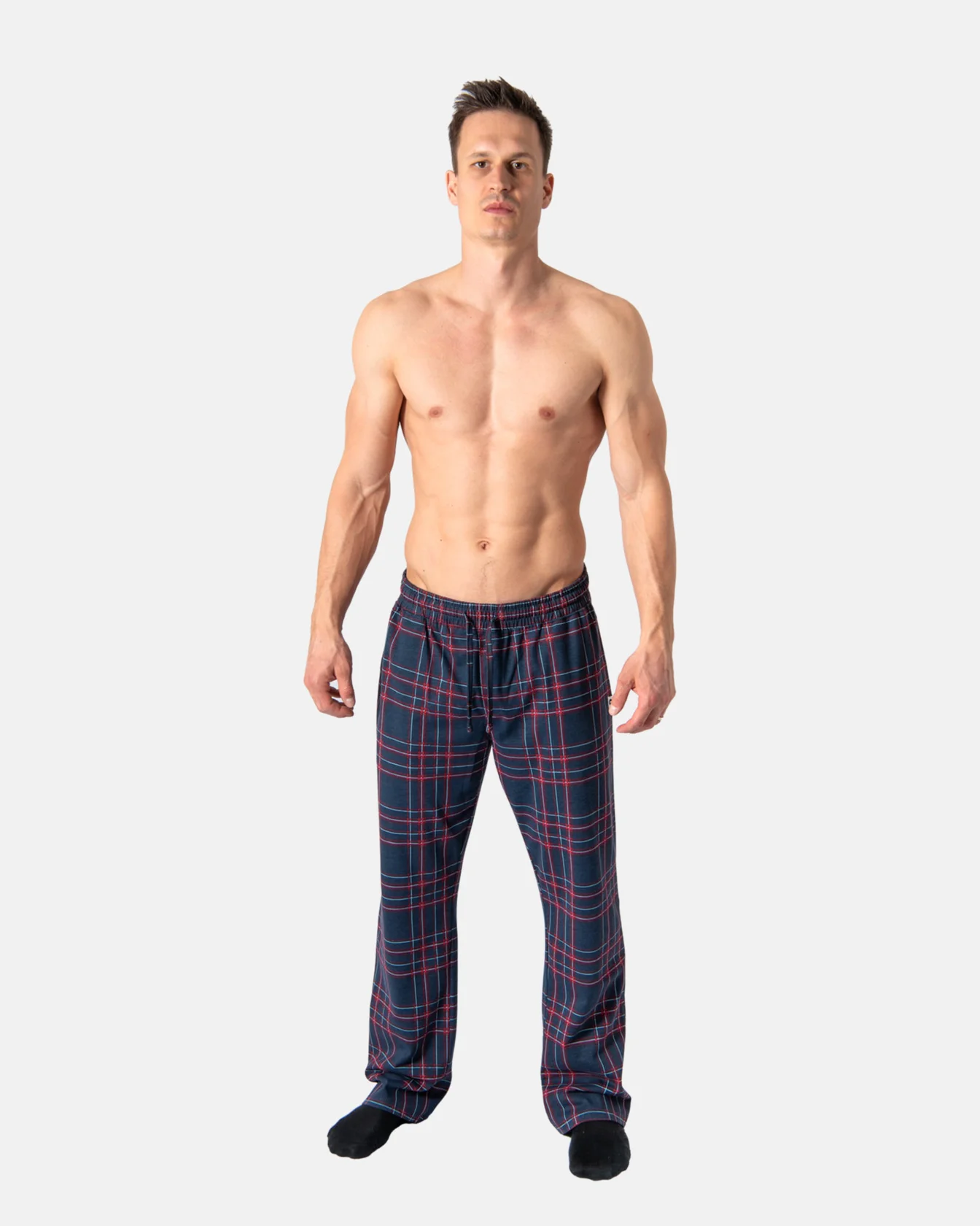 Image 4 of - mensnightwearpantnavyburgundy4jpg