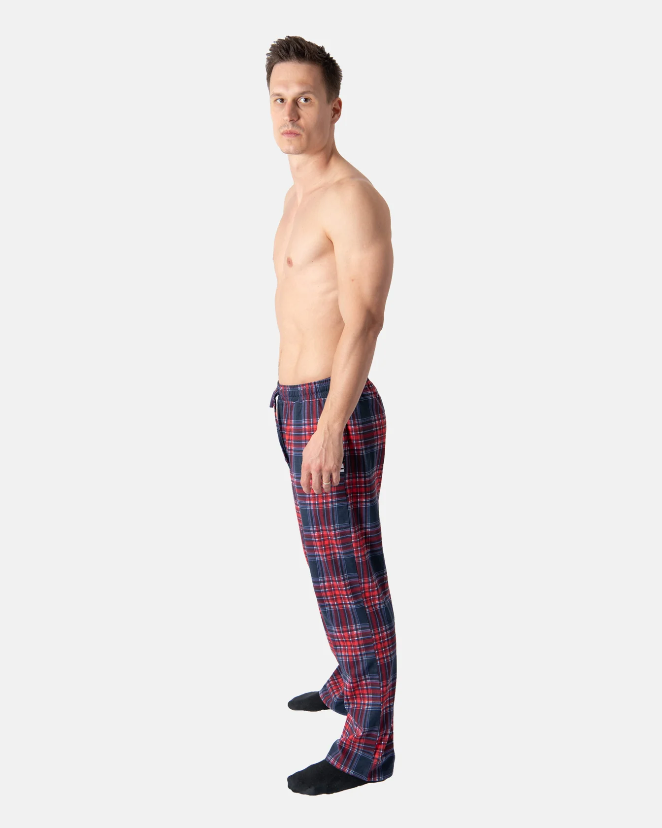 Image 5 of - mensnightwearpantnavyburgundy5jpg