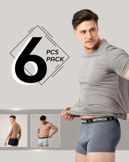 Men’s 6 Pcs Pack Cotton Elastane Boxer