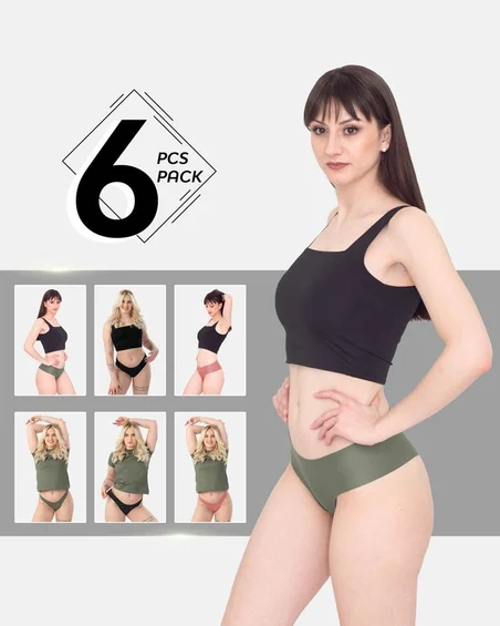 Nizek pas, najlon-elastan hipster+brazilke spodnjice – paket 6 kosov