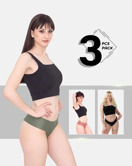 Nizek pas, najlon-elastan hipster spodnjice – paket 3 kosi