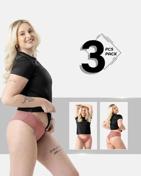 Leafletic Mid-Rise 3 Pcs Pack Nylon Hipsters Brief Underwear