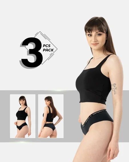 Srednje visok pas, najlon-elastan hipster spodnjice – paket 3 kosi