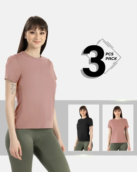 Ženska modal kratka majica – Paket 3 kosov