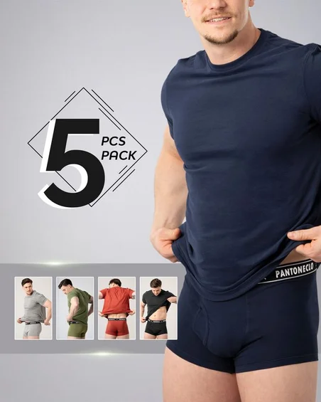 Men’s 5 Pcs Pack Cotton Elastane Boxer