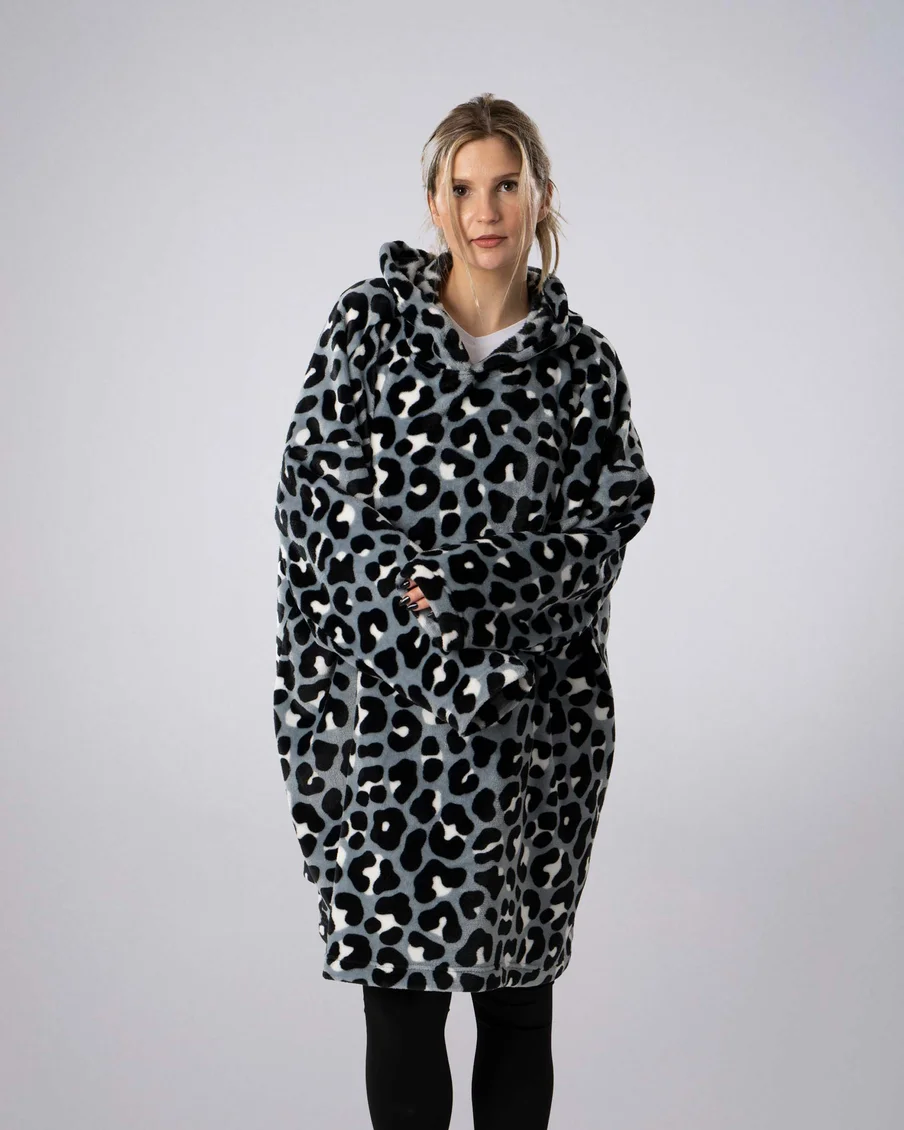 Image 1 of - ladiesoversidzedhoodieaopnaveleopard1jpg