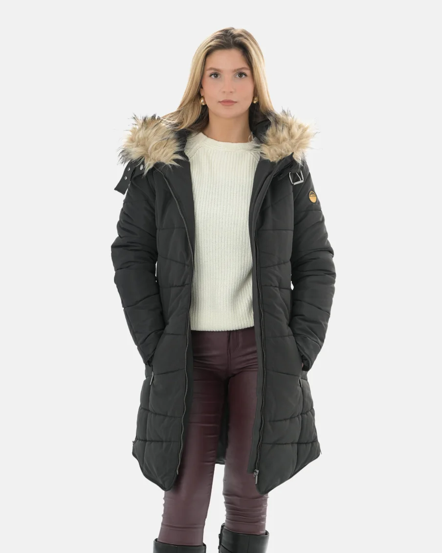 Image 4 of - ladiespaddedjacketwithfauxfurhoodie1jpg