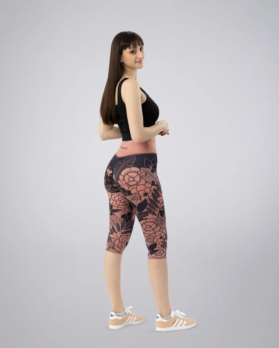 Image 3 of - ladiesshortleggingash-roseflowerprint3jpg