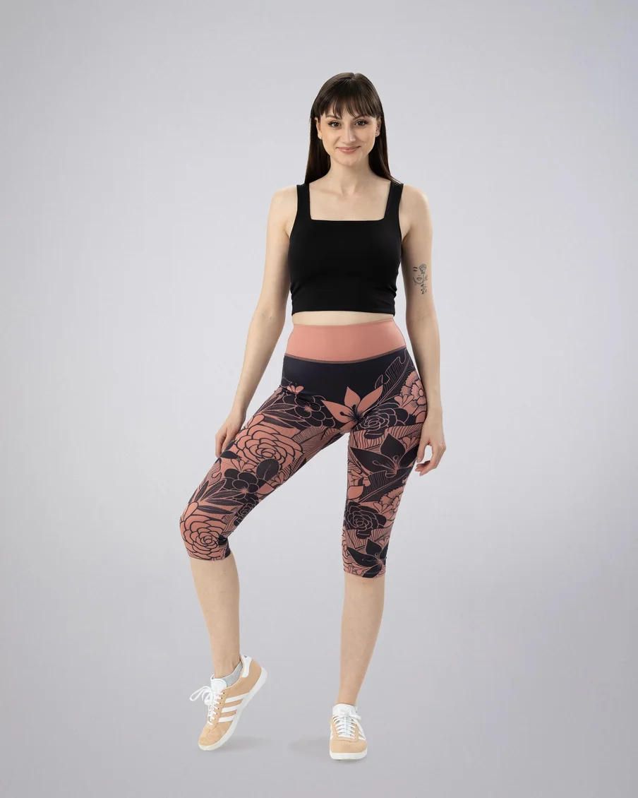 Image 4 of - ladiesshortleggingash-roseflowerprint4jpg