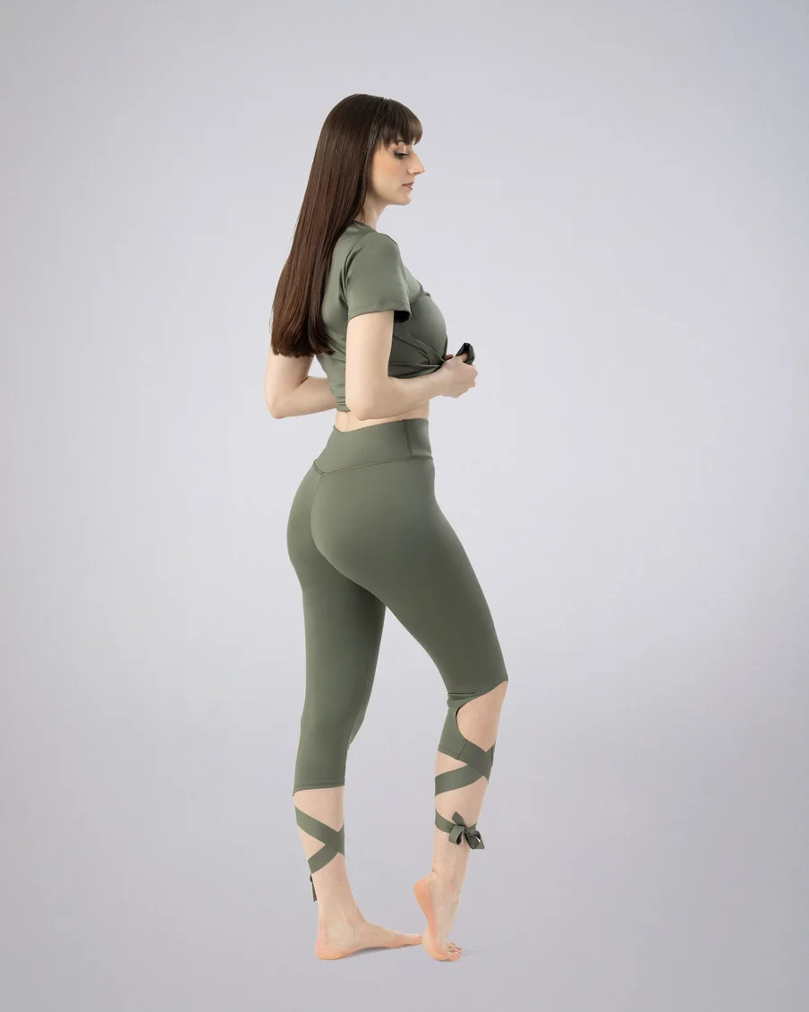 Image 3 of - ladiesstretchleggingmulledbasil3jpg