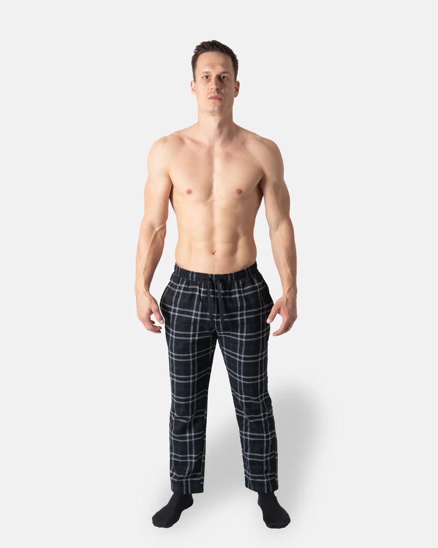 Image 2 of - mensflannelpajamablack-check1jpg