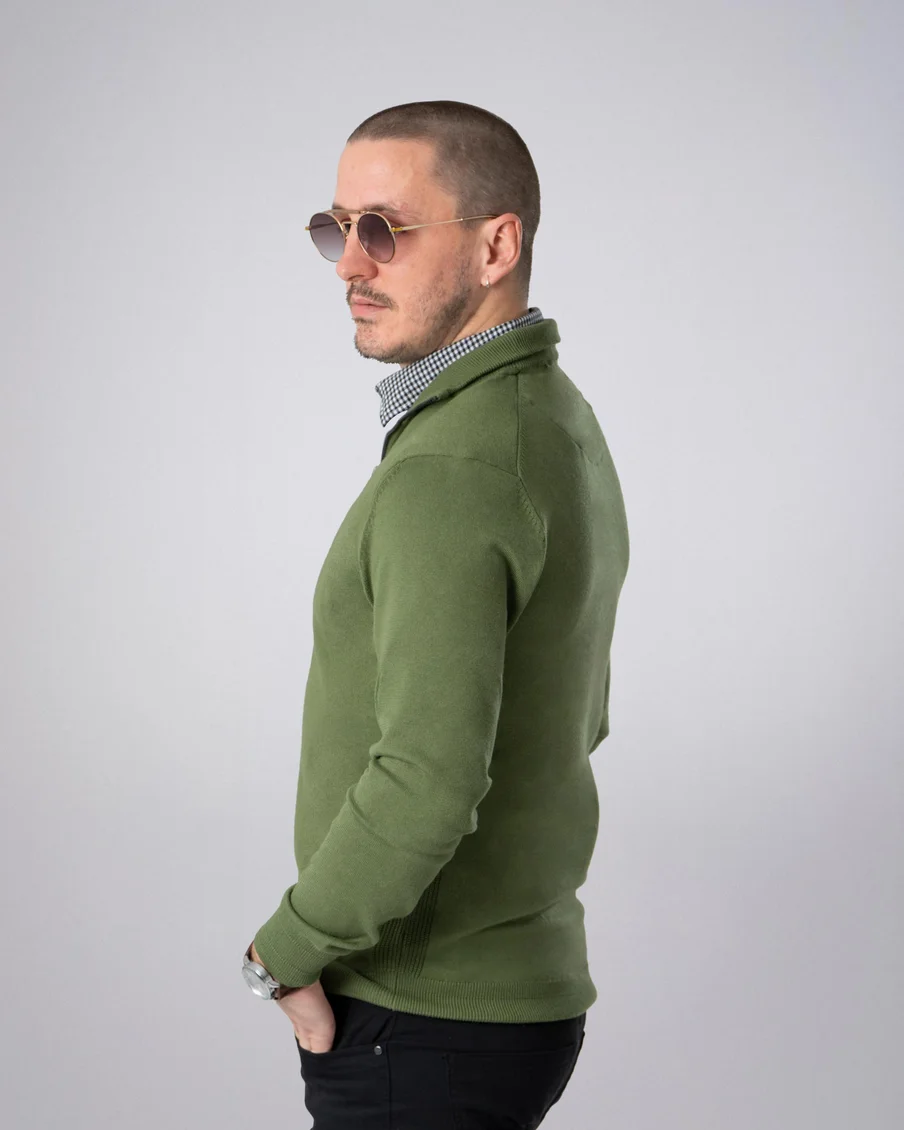 Image 4 of - mensmockshirtzipsweatergreen4jpg