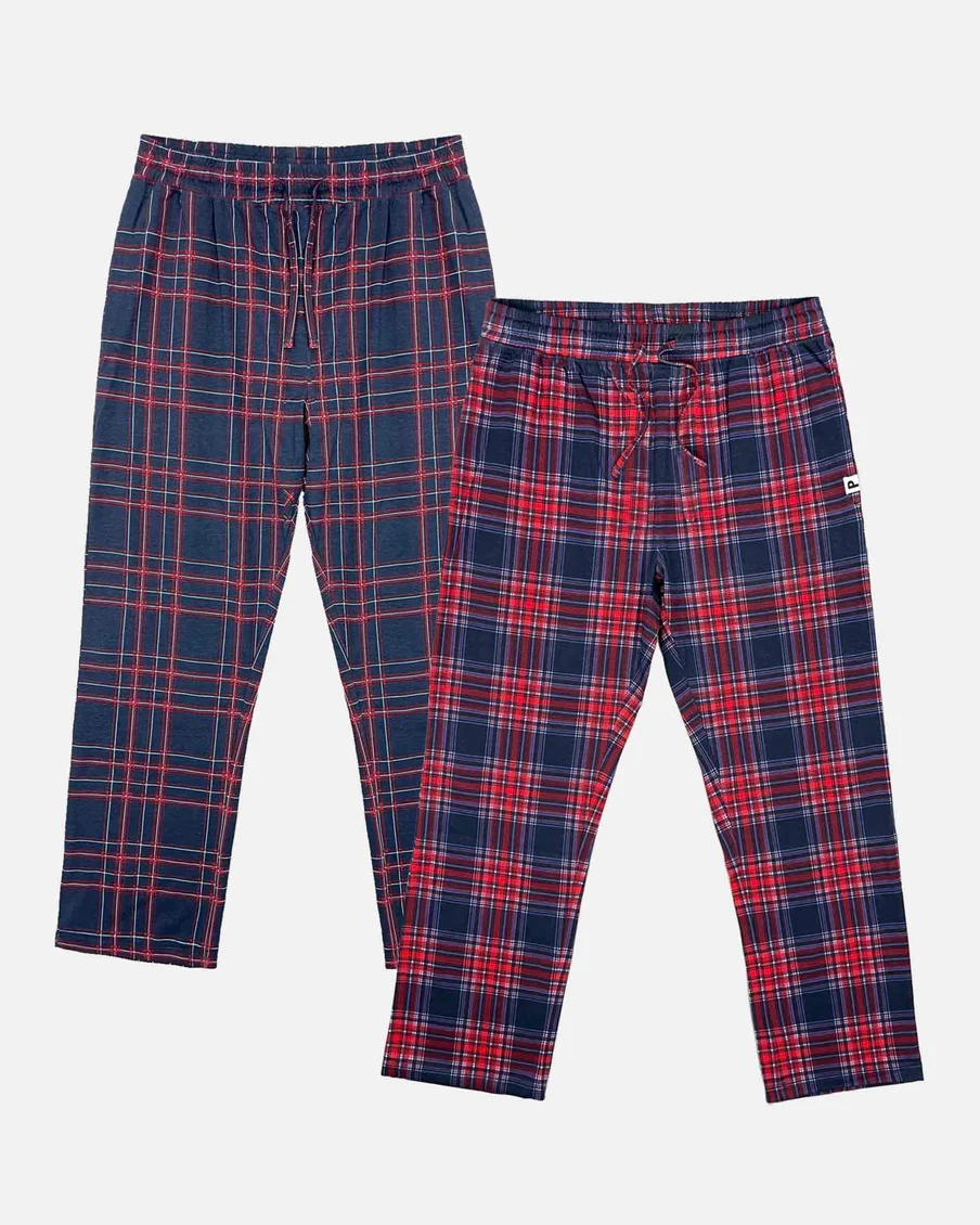 Image 2 of - mensnightwearpantnavyburgundy2jpg
