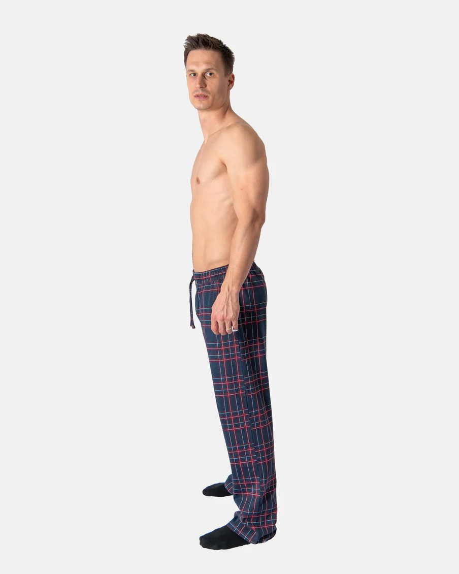 Image 6 of - mensnightwearpantnavyburgundy6jpg