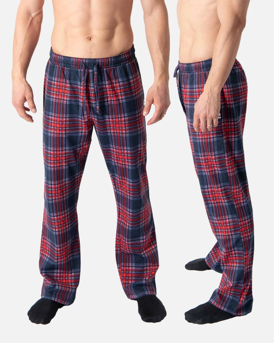 Image 9 of - mensnightwearpantnavyburgundy9jpg