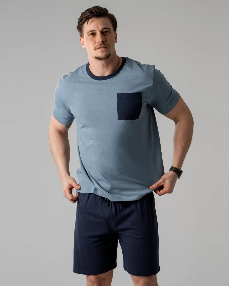 Image 1 of - mensshortpjsetpecoatnavy3jpg
