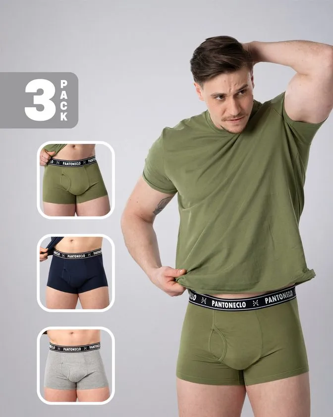 Moške bombaž-elastan boksarice - Paket 3 kosov