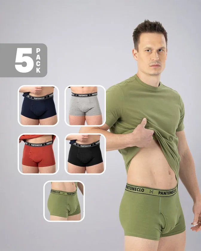 Moške bombaž-elastan boksarice - Paket 5 kosov