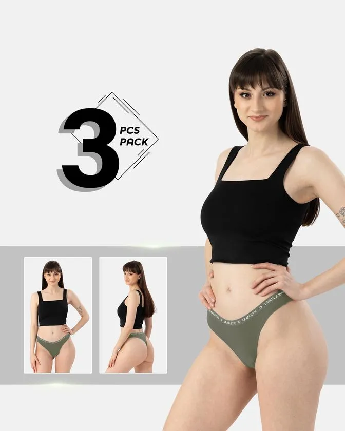 Srednje visok pas, najlon-elastan brazilke spodnjice – paket 3 kosi