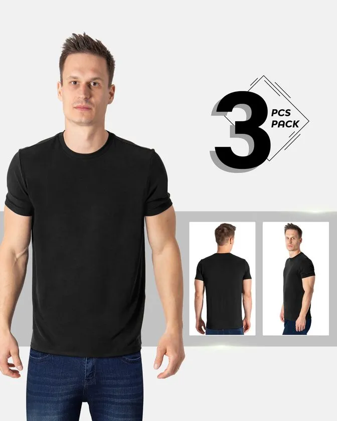 Pantoneclo Moška majica z okroglim izrezom - Stretch Bambus Bombaž