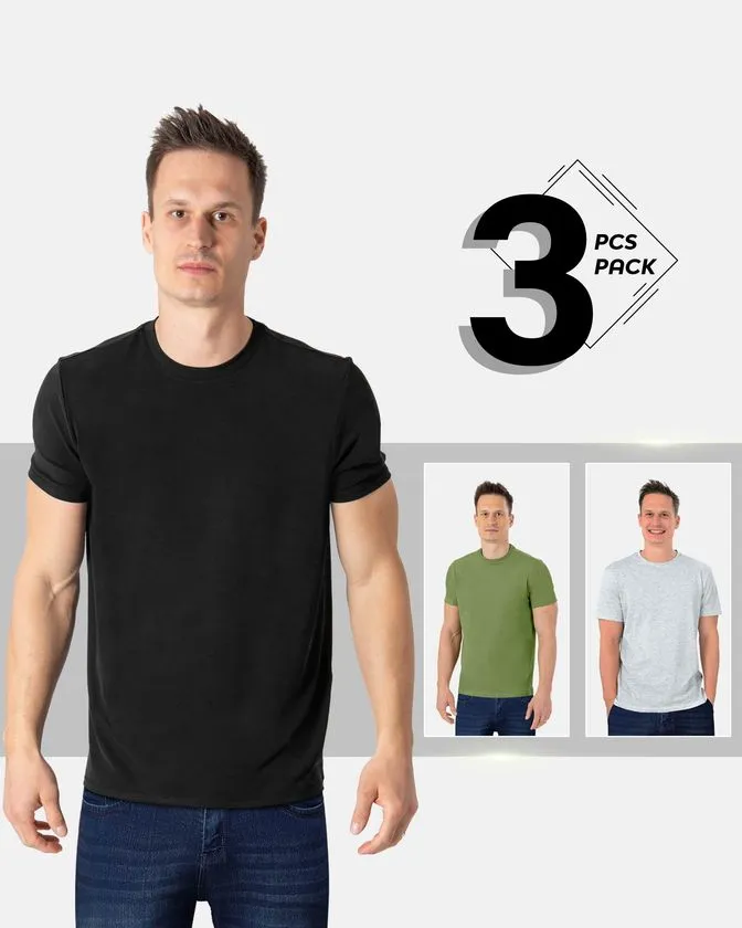 3-delni komplet moških majic s kratkimi rokavi